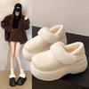 Increase the Height of Winter Warmth, Thickened Thick-soled Cartoon One-pedal Comfortable and Cute Velvet Cotton Shoes, Women's Fluffy Shoes