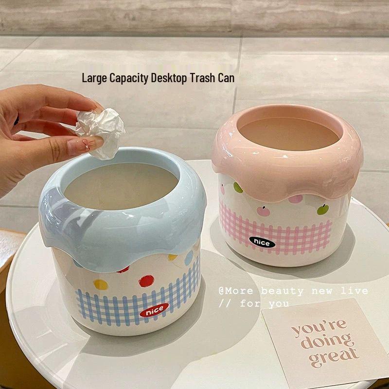 Charming Lidless Mini Desktop Trash Can for Home or Office OPP Package розовый