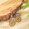 Fashion Ethnic Boho Enamel Flower Long Drop Dangle Earrings For Women Rhinestone Geometric Waterdrop Vintage Wedding Zircon