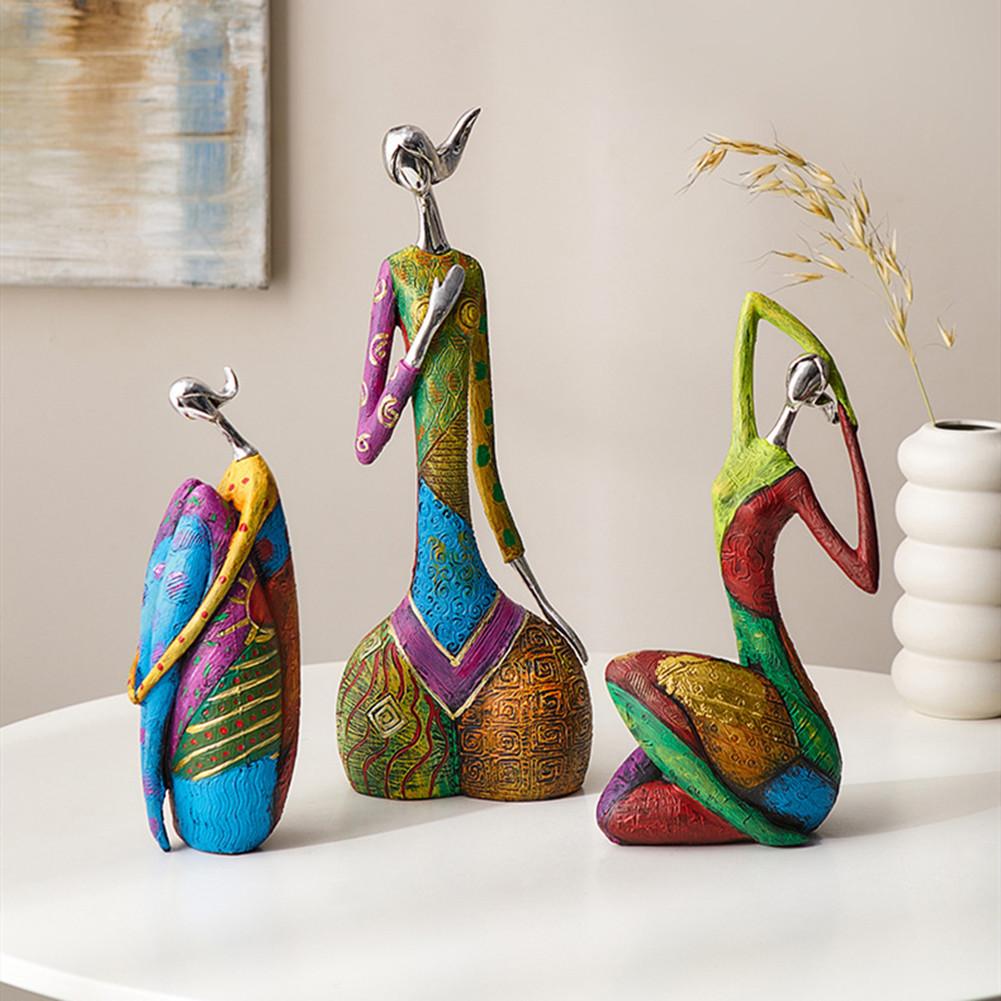 African Sculpures Women Statue Figurines Exotic Lady Table Display Ornaments For Home Decoration