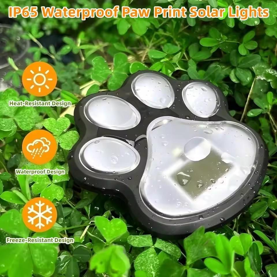 4 Pack Paw Print Solar Lights Solar Lamp in The Shape of Pet's Footprint for Garden Courtyard Terrace Balcony Garden and Lawn