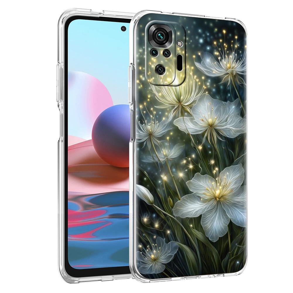 

Прозрачный чехол для телефона для Redmi 14C 13C 10C 10 9 Note 13 12 11 K50 K40 Plus Pro 5G Мягкий чехол из ТПУ Реалистичный принт с изображением цветка лилии Redmi Note 12 5G