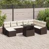 VidaXL 9-piece Garden Sofa Set with Brown Poly Rattan Cushions 3357791