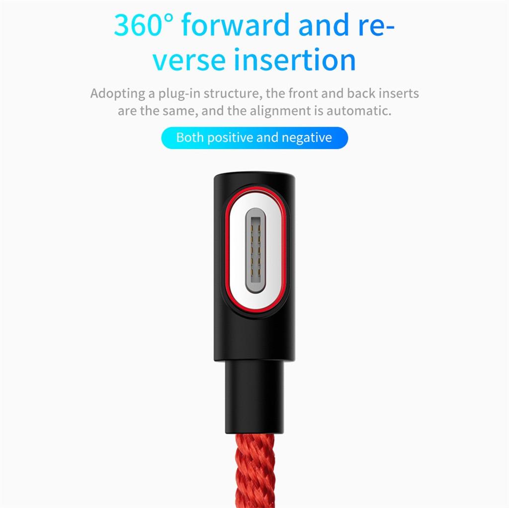 1M 3A 90 Degree Magnetic Fast Charging Charger Data Cable for Mirco USB
