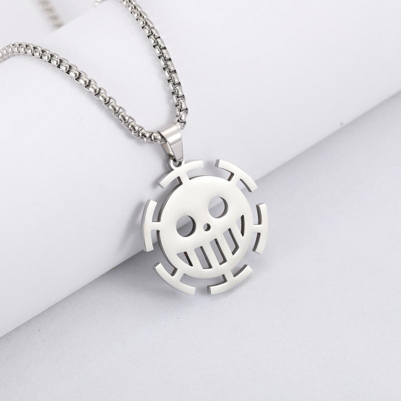 Cartoon Pirate Pendant Necklace High-Value Kawaii Stainless Steel Anchor Ship Charm Chain Nautical Jewelry for Women Fans Gift