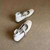 Sheepskin Version~ French Evening Breeze Pearl Rabbit with Mary Jane Shoes Women's Retro Shallow Mouth Leather Flat-soled Shoes