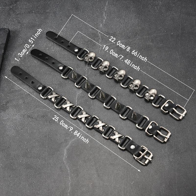 Gothic Vintage PU-Lederarmband für Männer und Frauen Punk Nieten Nieten Kreuzarmband Schmuck Zubehör