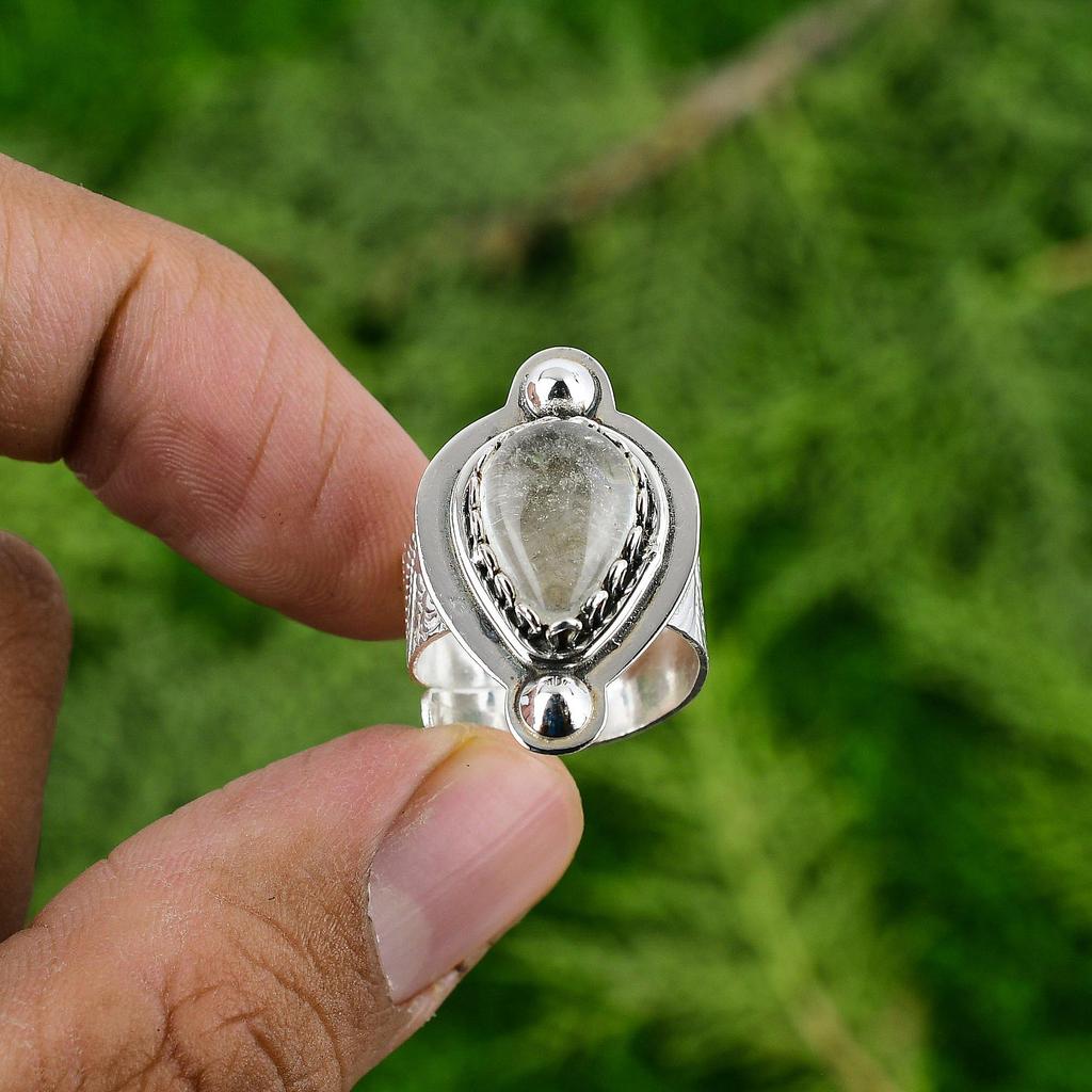 Anniversary Gift For Her Natural Moonstone Statement Adjustable Ring 925 Silver