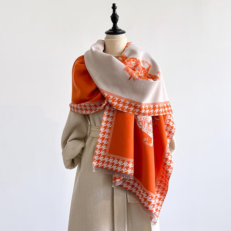 Elegant Zebra Striped Scarf Imitation Cashmere Soft Warm Versatile Shawl Coldproof Windproof Blanket Scarf For Autumn Winter