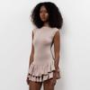GMXIA Women's Summer Color Contrast Crewneck Sleeveless Lace Fashion Sexy Short Dress Women