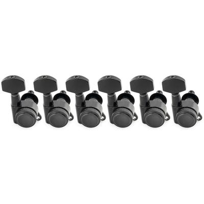 Pro Guitar Locking Gear Black R18K-04 6-in-line Tuners, 181 Ratio,