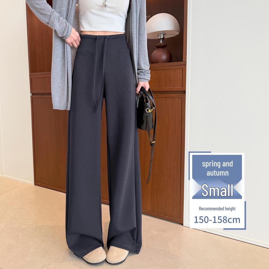 Women's Ice Silk High-Waisted Wide-Leg Pants - Summer 2026, Lightweight, Draped, Loose Fit for Shorter Figures