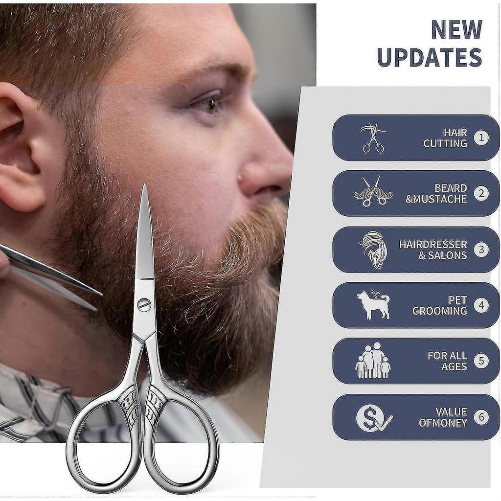 Professional Grooming Scissors, Small Scissors for Hair, Nose, Eyebrow Trimming, Facial, Mustache, Eyelashes, Precision Stainless Steel Scissors - PJ