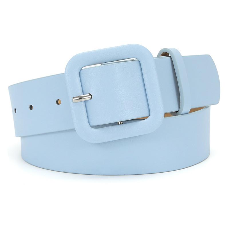 Stylish Minimalist Women's Pu Leather Candy Color Belt With Square Buckle For Dresses