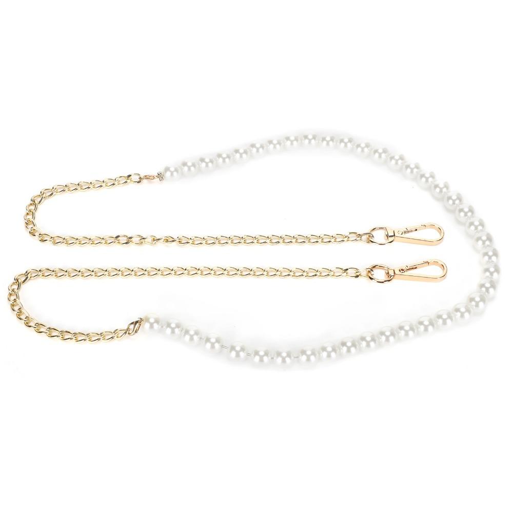 1pcs Metal Buckle Bag Strap Replacement Alloy Lobster Claw Clasps Imitation Pearl Chain For Handbag