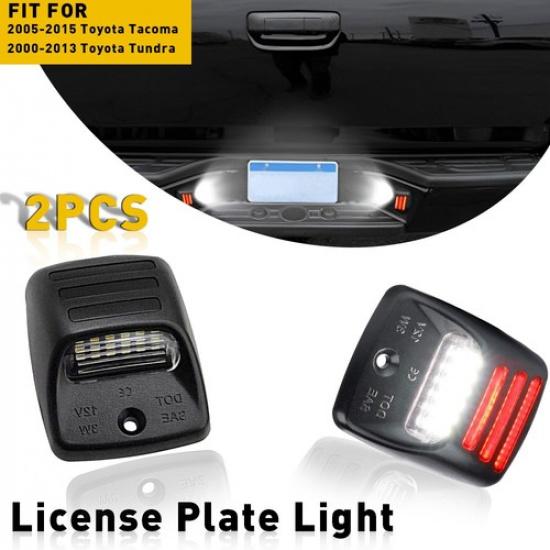 2x LED License Light Plate Rear Bumper Tag Assembly For 2000-2013 Toyota Tundra