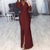 Sparkling Crystal V-Neck Evening Gown - Elegant Luxury Banquet & Performance Dress
