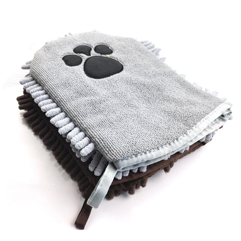 Quick-drying Dog Bath Gloves Absorbent Pet Towels for Small Medium Dogs Cats Pet Towels with Paw Print Design, Dog Bath Supplies