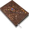 3D Phoenix Bronze Leather Journal Writing Notebook With 200 Pages  Handmade Leather Diary,Travel Diary Gift