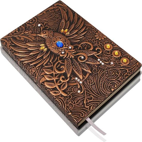 3D Phoenix Bronze Leather Journal Writing Notebook With 200 Pages  Handmade Leather Diary,Travel Diary Gift