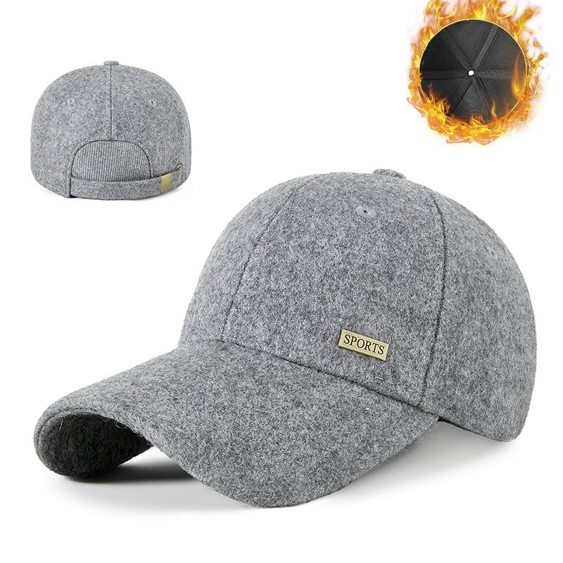 Winter New Woolen Post-sealing Men's Baseball Cap Medium and Old Large Size Warm and Versatile Big Head Circumference Cap