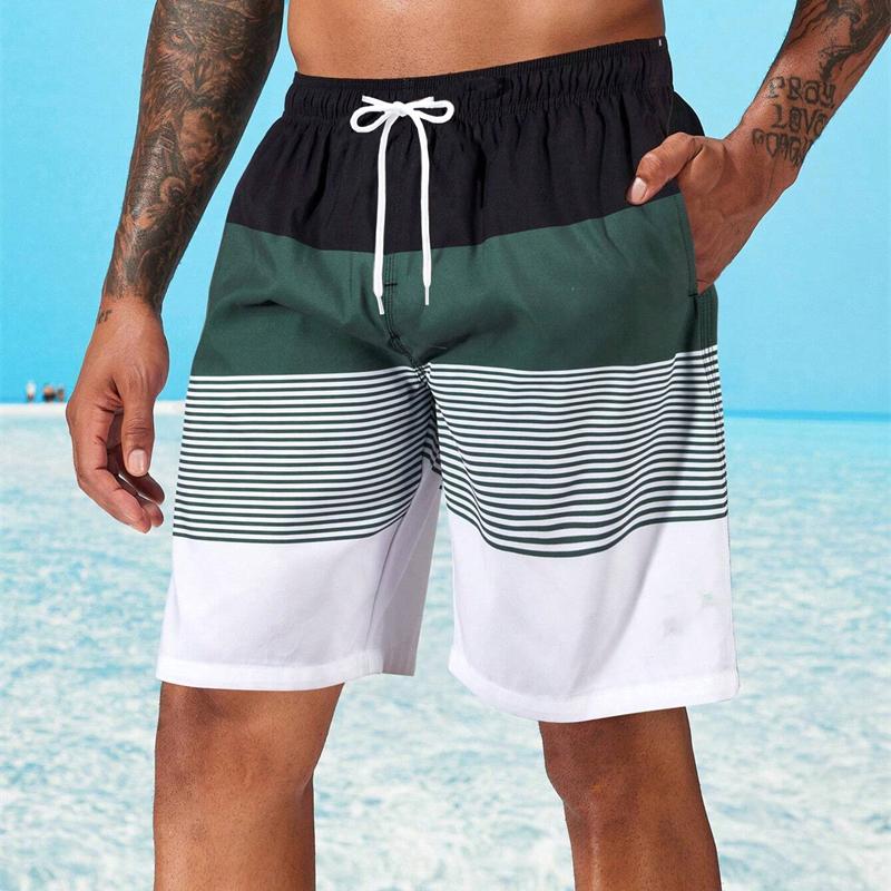 Casual Classic Stripe Beach Shorts For Men Loose Breathable Quick Dry Sport Board Short Summer Fashion Short Pant