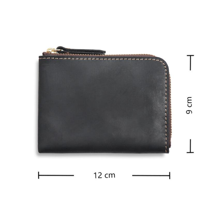 Handmade Crazy Horse Leather Wallet Retro Small Coin Money Bags Simple Wallets Zipper Pouch Card Holdes