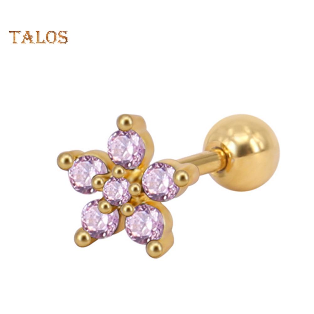 TJ Women Cubic Zirconia Flower Ear Stud Earring Piercing Cartilage Jewelry Gift