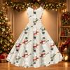 Damen Weihnachtsdruck Off-Shoulder Vintage Kleid
