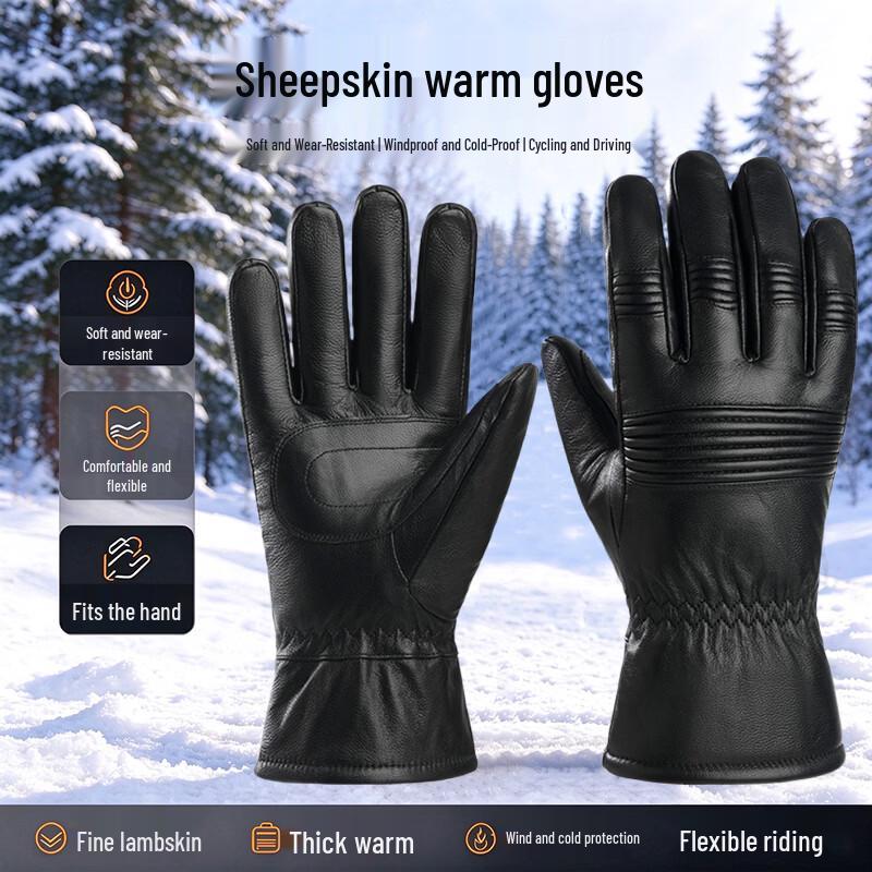 Bingrong Winter Motorcycle and Electric Bike Leather Gloves