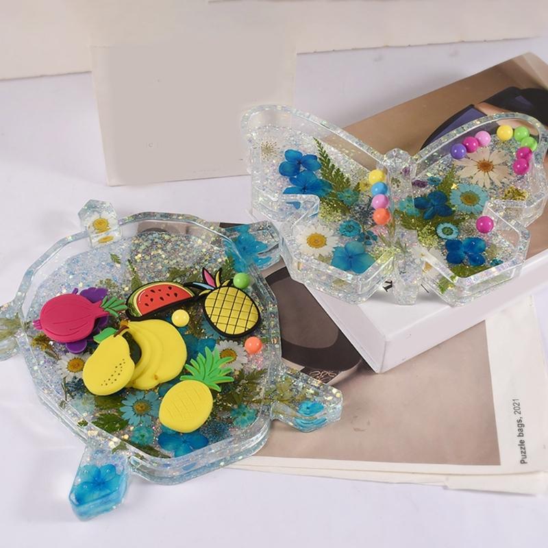 Turtle Butterfly- Storage Tray Container Resin Mold Storage Box Silicone Mold for DIY Epoxy Resin Organizer Home Decor