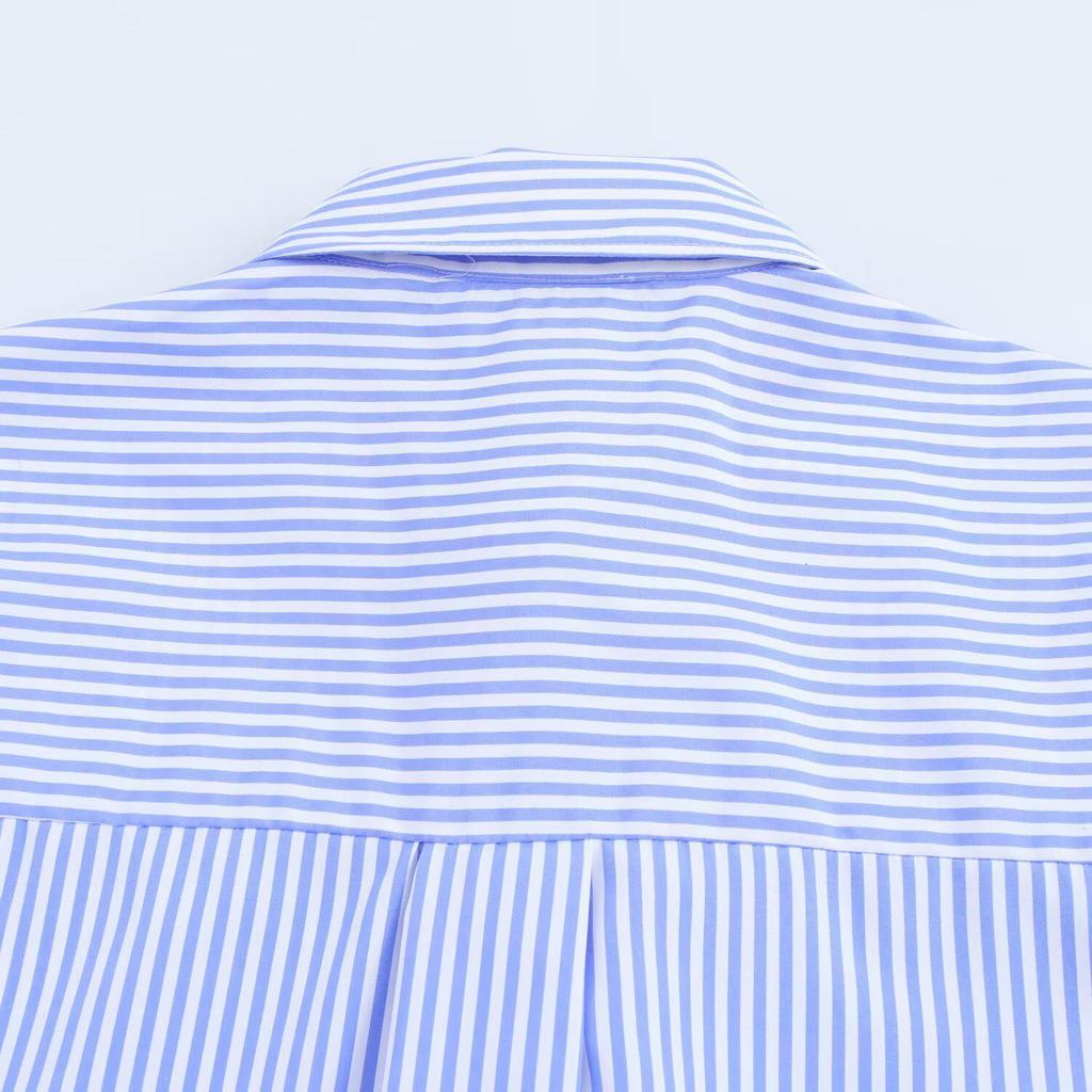 2025 Spring Women's Striped Button-Up Commuter Shirt