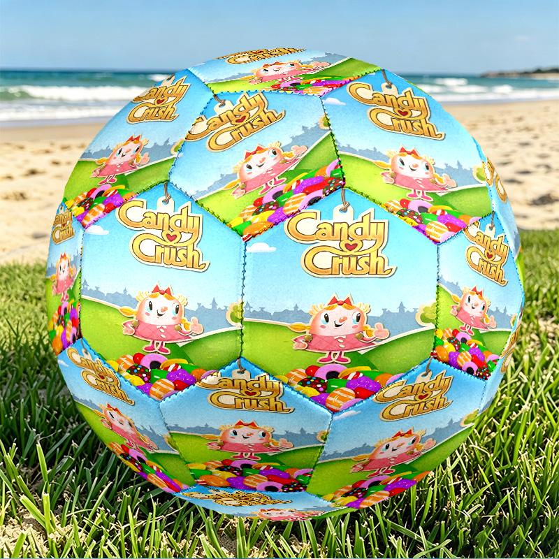 Candy Crush Saga Print Size 5 Soccer Ball, PU Wear Resistant Football for Match Training and Daily Practice, Birthday Gift for Soccer Fans