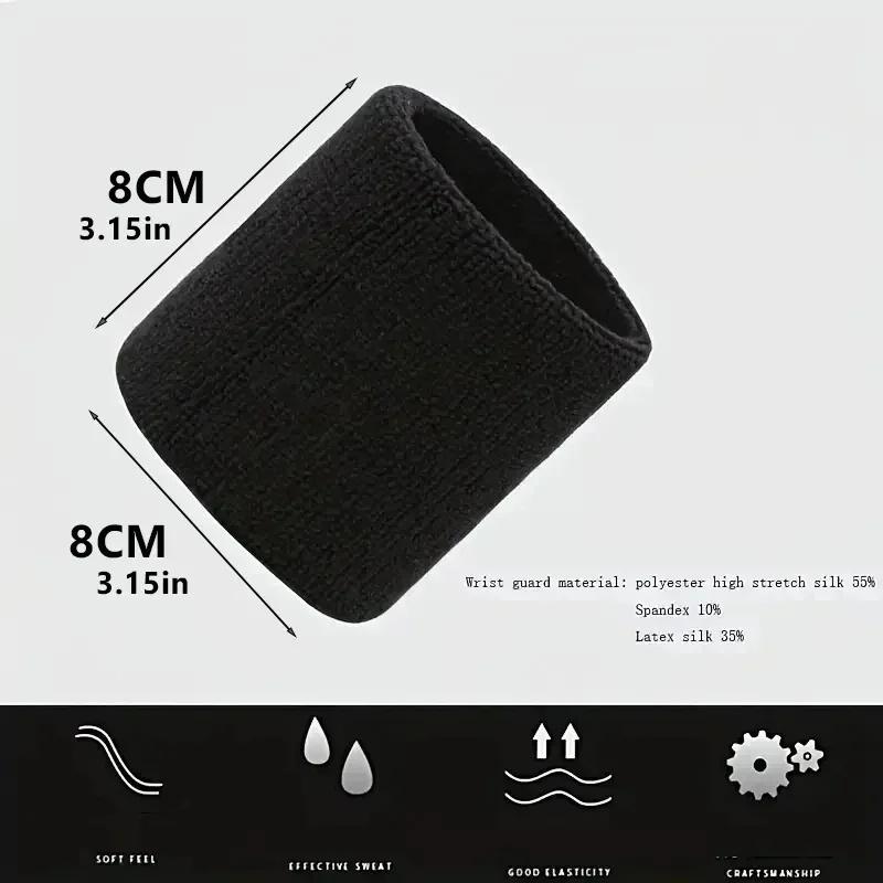 1-3pairs Set Breathable Cotton Wrist Sweatbands Sweat Absorbent Wristbands for Tennis Football Basketball Running Gym