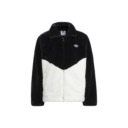 adidas Colorblock Logo Fleece-Lined Thick Jacket, Unisex, Black and White XS чёрный/белый