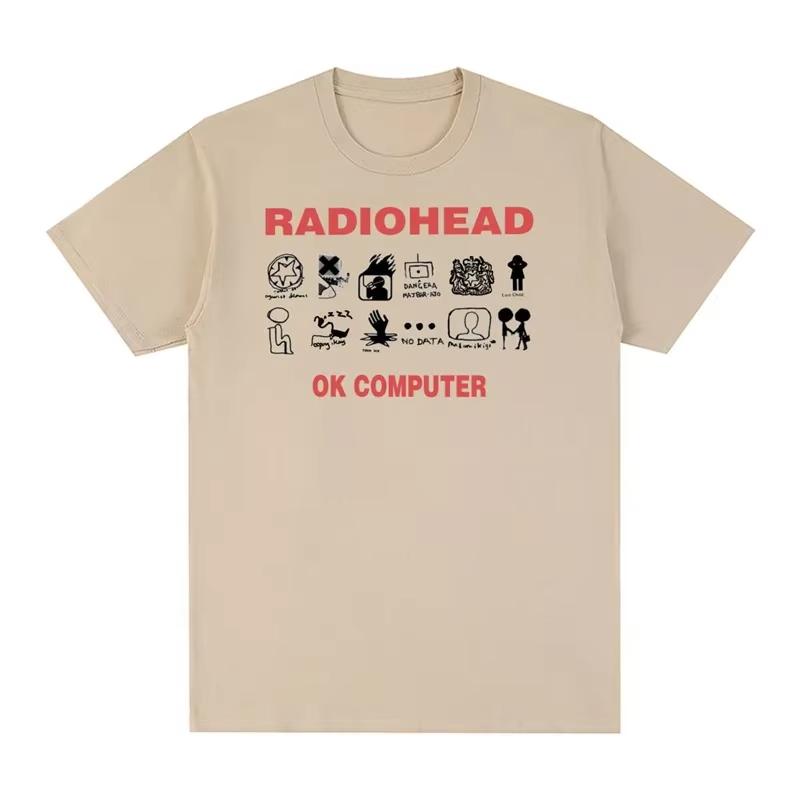 Radiohead Vintage TShirt OK Computer Fashion Summer Cotton Crew Neck Breathable Casual Top for Men