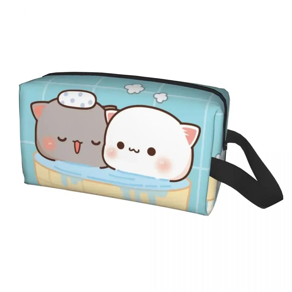 Peach And Goma Travel Cosmetic Bag for Women Kawaii Makeup Toiletry Organizer Lady Beauty Storage Dopp Kit