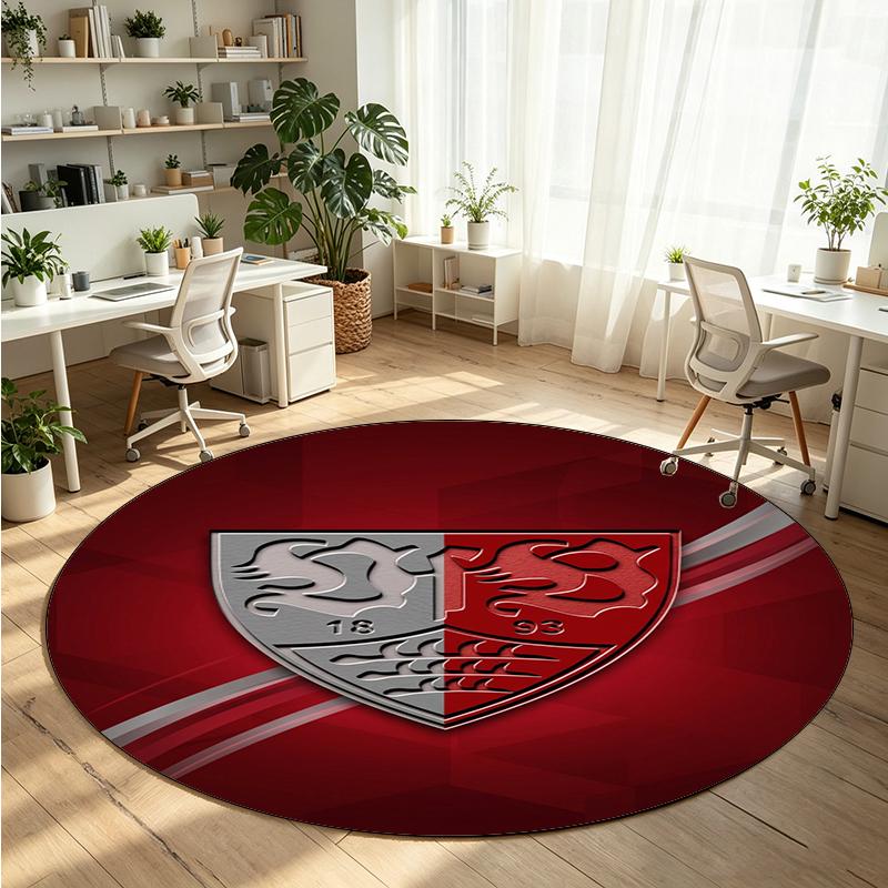 VfB Stuttgart Printed Round Crystal Velvet Rug Soft Non Slip Floor Carpet For Bedroom Holiday Gift