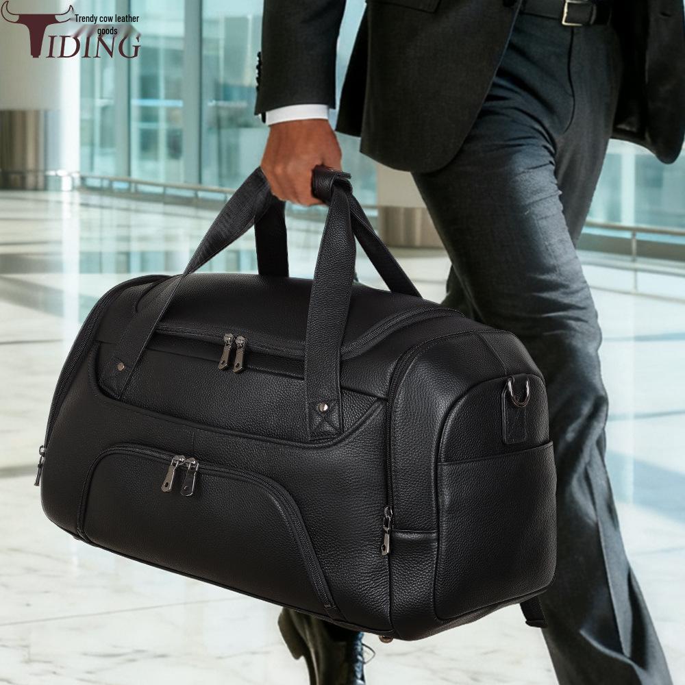 Chao Niu Herren Reisetasche aus echtem Leder mit Schuhfach - Umhänge- Sport- Schultertasche