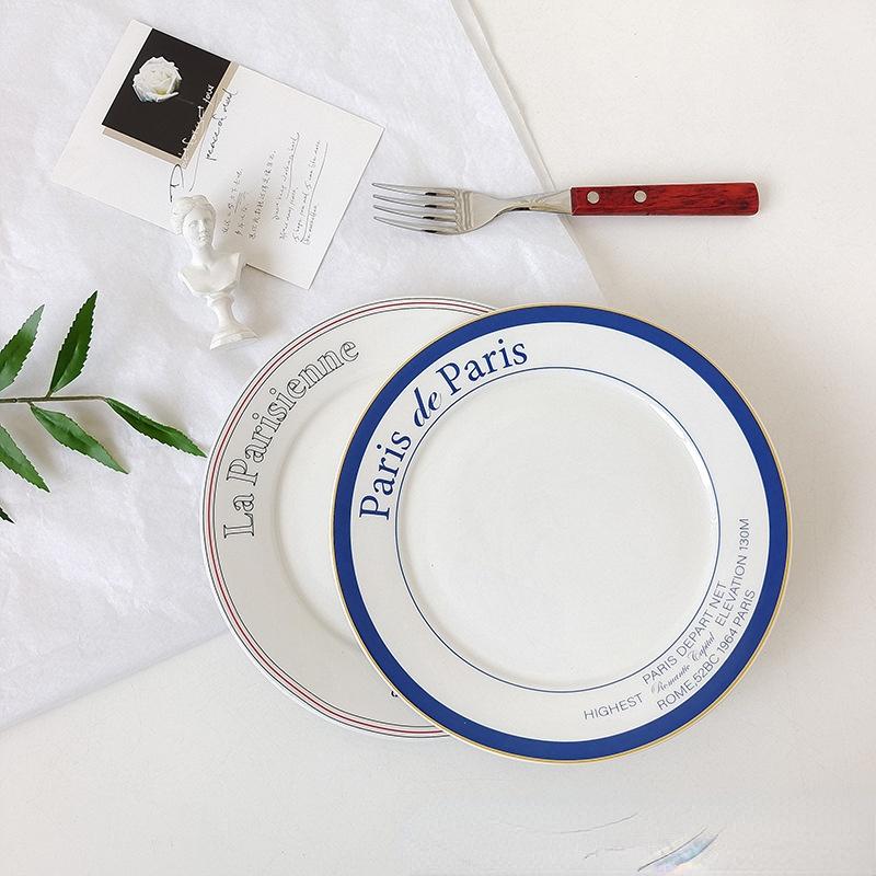 Nordisches englisches Alphabet Keramikteller Modern Schlichter Steakteller Koreanisches Haushaltsgeschirr Untertasse Kuchen-Dessertteller