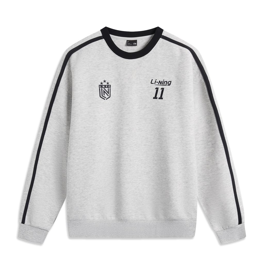 Li-Ning Comfortable Casual Simple Loose Round Neck Pullover Sweatshirt Unisex Sweatshirt Flower-Gray River-Stone-Gray AWDV397-2