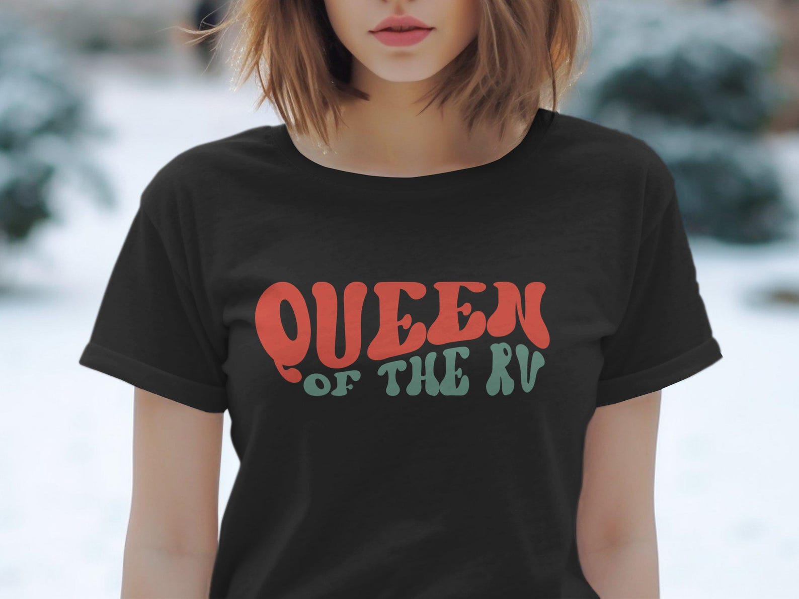 Queen of The RV T-Shirt, Funny Camping Shirt, RV Lover Gift, Retro RV Logo Tee, Gift for Camper, Outdoor Adventure Shirt M
