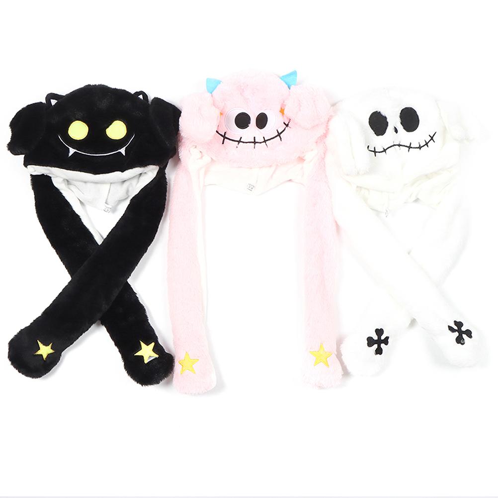 Halloweenská skákací čepice s pohyblivými ušima, zábavná plyšová roztomilá zvířecí narozeninová dárková čepice