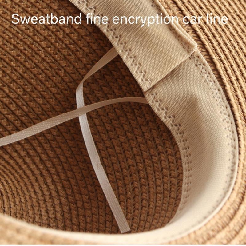 Breathable Paper Straw Panama Hat with Adjustable Chin Strap and Wide Brims Sun Protections for Women Vacation and Trip