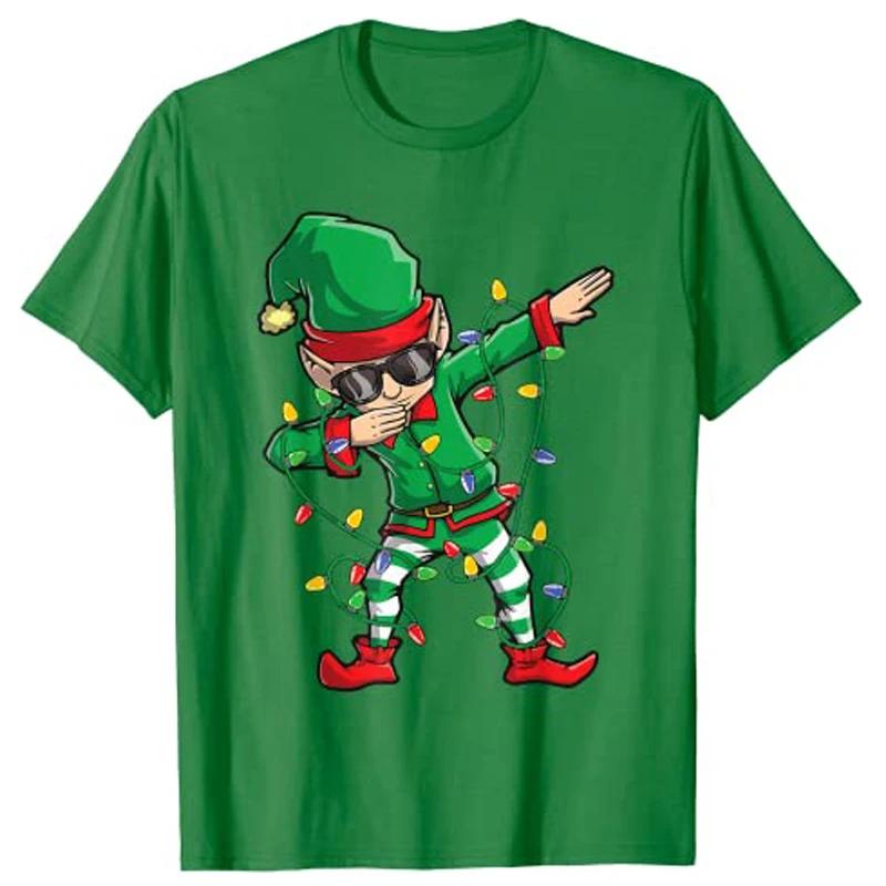 Dabbing Elf Squad Christmas Lights Sunglasses Boys Girls Kids T-Shirt