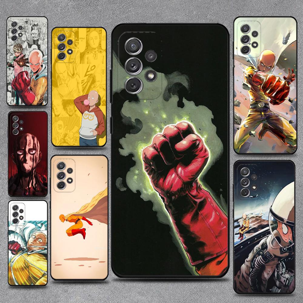 One Cartoon Punchs Man Phone Case For Samsung S25,S24,S21,S22,S23,S30,Ultra,S20,Plus,Fe,Lite,Note,10,9,5G Black Cover