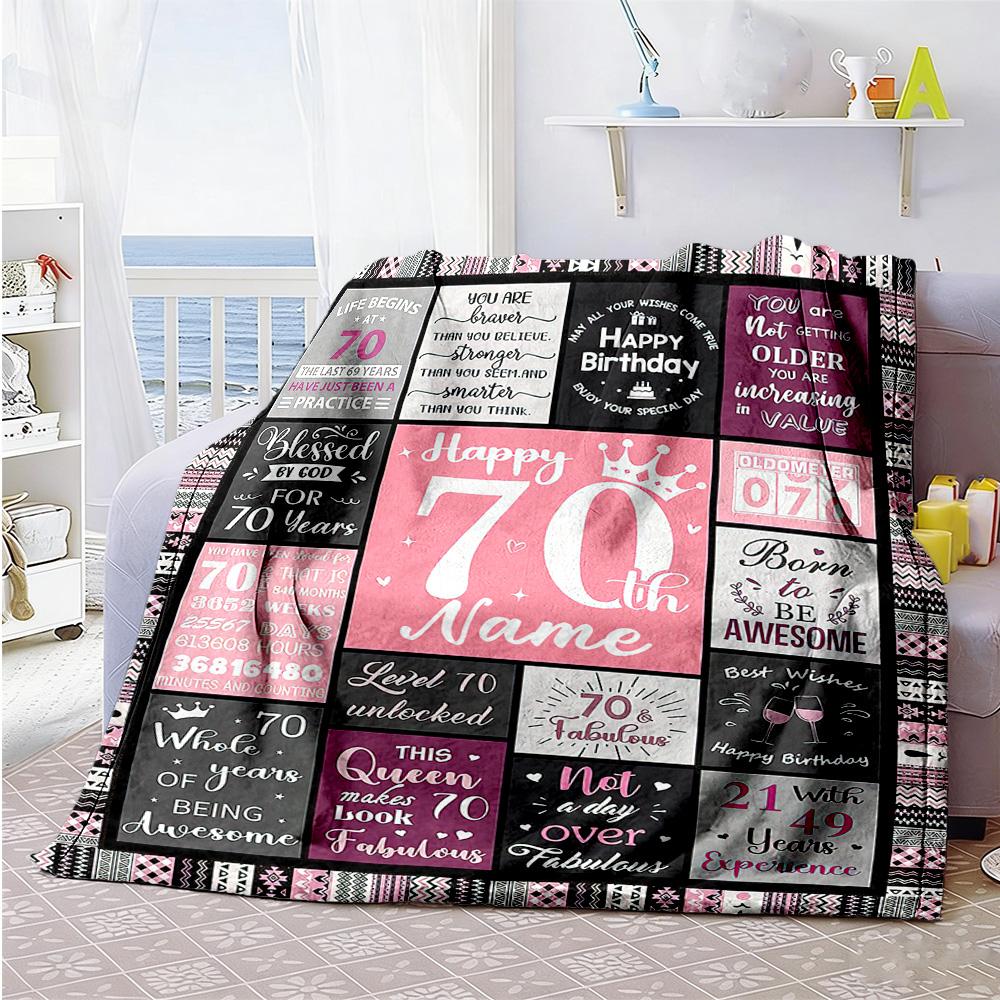 Birthday Personalized Text Blanket Lightweight Customizable Blanket Durable Comfort Perfect for Living Room Home Decor Seaside Nap for All Occasions