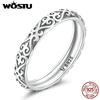 WOSTU 925 Sliver Size Simple Embossed Vintage Pattern Rings For Women Female Original Jewelry CQR776