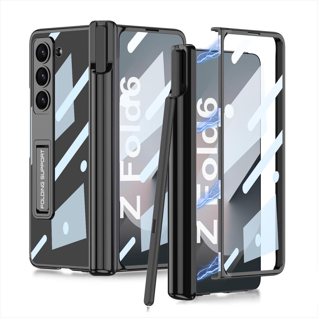Samsung Z Fold6 Transparent Magnetic Phone Case with Pen Holder