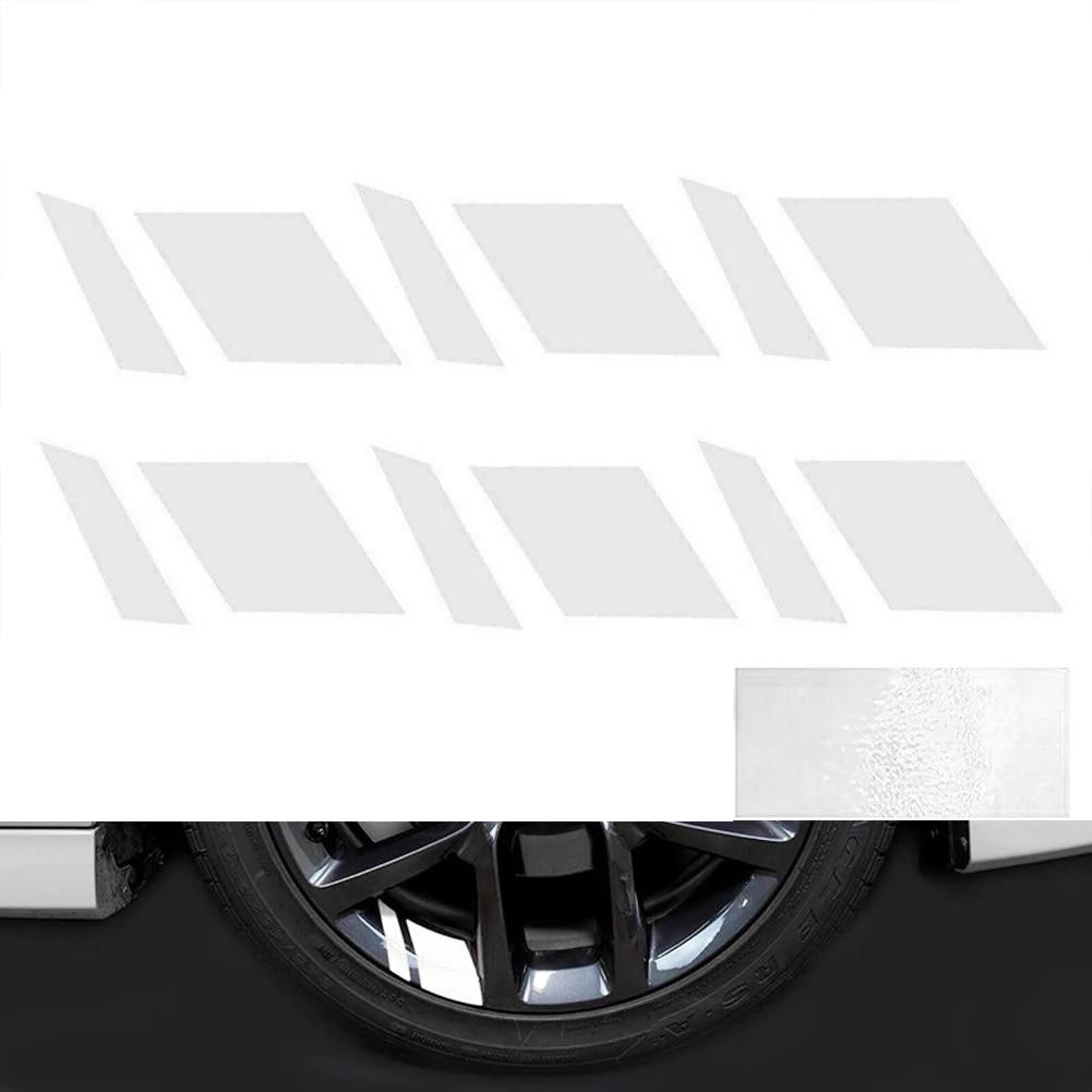 6Pcs Reflective Car Wheel Rim Vinyl Stickers Hash Mark Stripe Racing Wheel Hub Decals for Size 18" - 21" decorative sticker